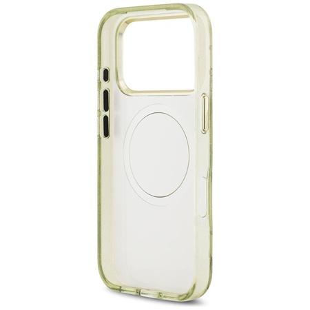 Guess IML Glitter Flowers Triangle MagSafe - Pouzdro iPhone 17 Pro (zelený)