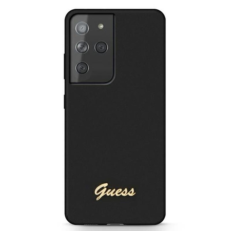 Guess Silicone Script Metal Logo - Samsung Galaxy S21 Ultra Case (black)