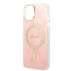 Guess Bundle Pack MagSafe 4G - Étui MagSafe pour iPhone 14 + chargeur (rose/doré)