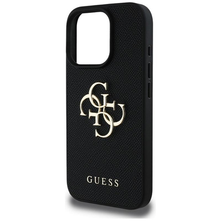 Guess Grained Big 4G Logo Small Classic Logo - tok iPhone 16 Pro Max készülékhez (fekete)