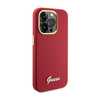 Guess Silikon Script Metall Logo & Rahmen - iPhone 15 Pro Tasche (magenta)