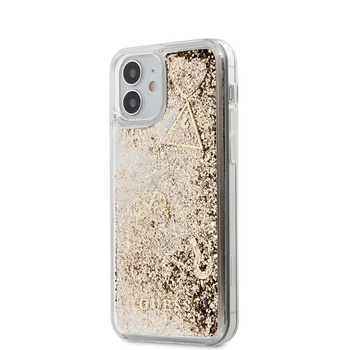 Guess Liquid Glitter Charms - iPhone 12 Mini tok (arany)