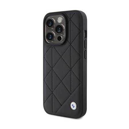 BMW kožené prošívané pouzdro - iPhone 15 Pro Max (černé)