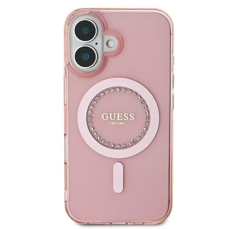 Guess IML Rhinestones MagSafe - Hülle iPhone 16 (Rosa)