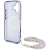 Guess Palm Trees Triangle Pearl Strap MagSafe - Etui do iPhone 16 (fioletowy)