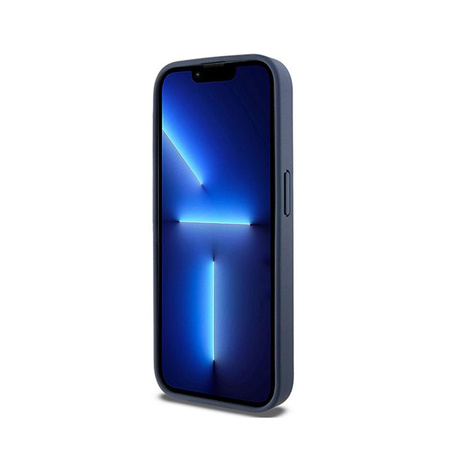 Kožené pouzdro DKNY Mono Stripe & Metal Logo - iPhone 15 Pro (modré)