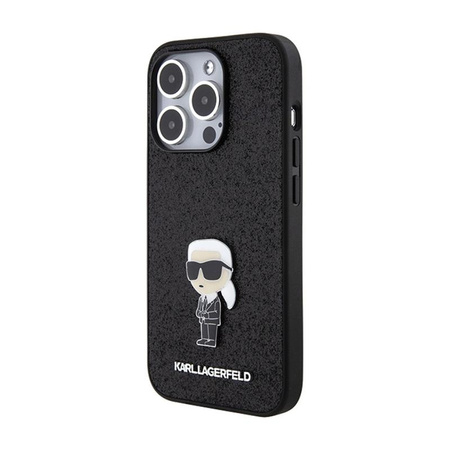 Karl Lagerfeld Fixed Glitter Iconic Logo Metal Pin - iPhone 15 Pro Case (black)