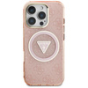 Guess IML Metal Glitter 4G Circle Triangle MagSafe - pouzdro pro iPhone 16 Pro (růžové)