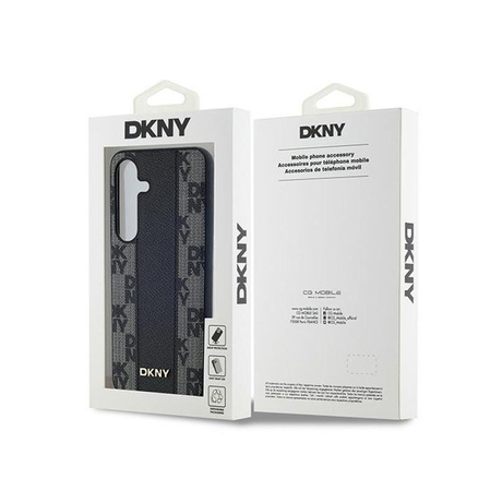 Kožené pouzdro DKNY Checkered Mono Pattern MagSafe - Samsung Galaxy S24+ (černé)