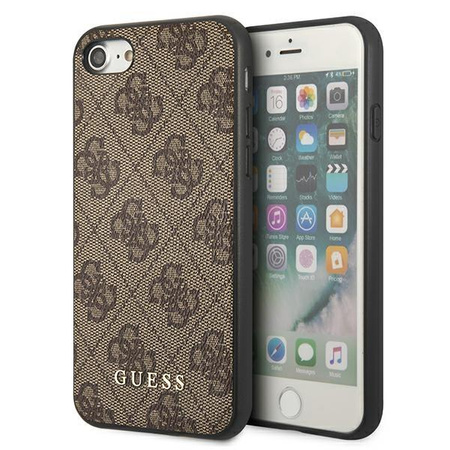 Guess 4G Metal Gold Logo - pouzdro pro iPhone SE 2022 / SE 2020 / 8 / 7 (hnědé)