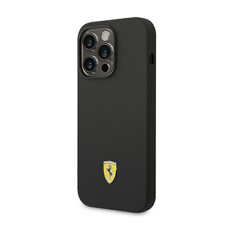 Ferrari Liquid szilikon tok fém logó MagSafe - iPhone 14 Pro Max tok (fekete)