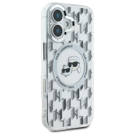 Karl Lagerfeld IML Monogram Karl & Choupette Head MagSafe - Pouzdro pro iPhone 16 (průhledné)