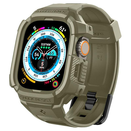 Spigen Rugged Armor Pro - Armband mit Gehäuse für Apple Watch Ultra 49 mm (Vintage Khaki)