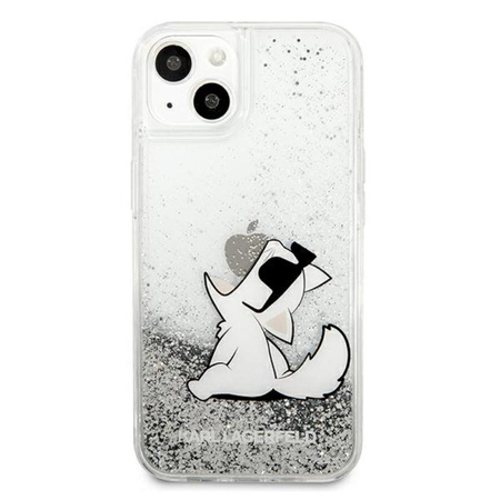 Karl Lagerfeld Liquid Glitter Choupette Fun - Etui iPhone 13 (srebrny)