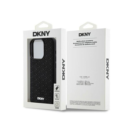 DKNY 3D Rubber Repeat Pattern - Pouzdro pro iPhone 15 Pro Max (Černá)