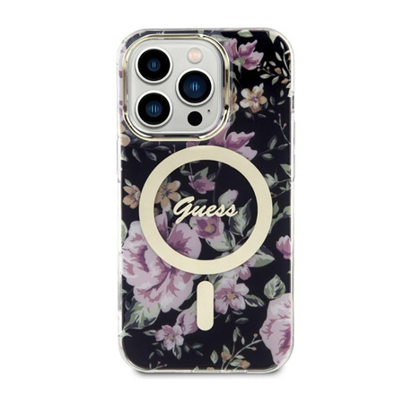 Guess Flower MagSafe - iPhone 14 Pro Case (Black)
