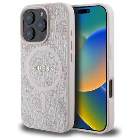 Guess 4G Ring Classic Logo MagSafe - iPhone 16 Pro Max tok (rózsaszín)