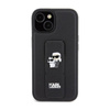 Karl Lagerfeld Gripstand Saffiano Karl & Choupette Pins - iPhone 15 Plus Case (black)
