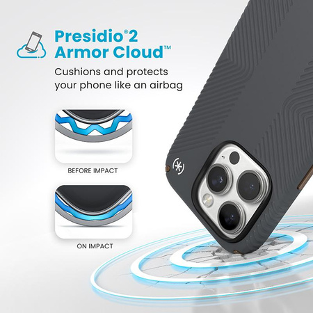 Speck Presidio2 Grip - iPhone 16 Pro Case (Charcoal Grey / Cool Bronze / White)