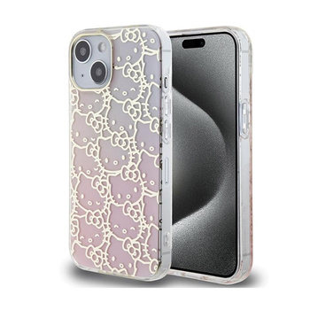 Hello Kitty IML Gradient Electrop Crowded Kitty Head - iPhone 15 tok (rózsaszín)