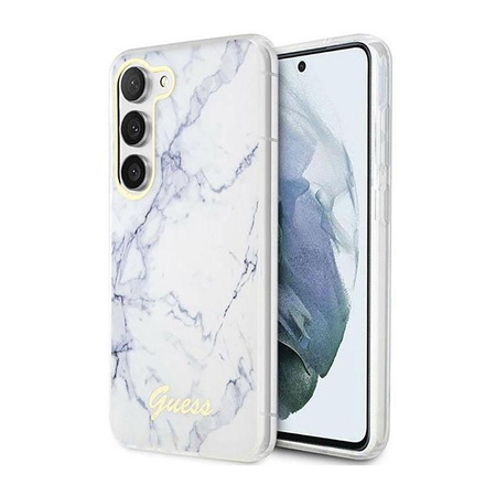 Guess Marble Kollektion - Hülle für Samsung Galaxy S23 (Weiß)