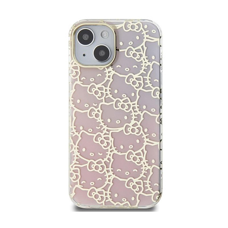Hello Kitty IML Gradient Electrop Crowded Kitty Head - pouzdro pro iPhone 15 (růžové)