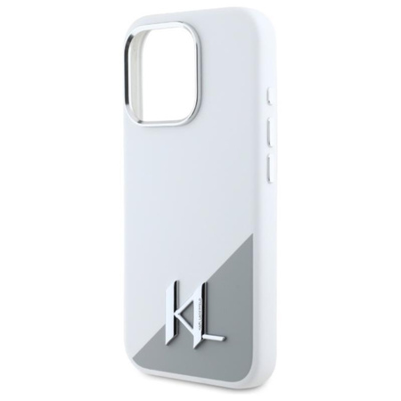 Karl Lagerfeld Silicone Shadow Metal Initial MagSafe - Hülle für iPhone 16 Pro Max (weiß)