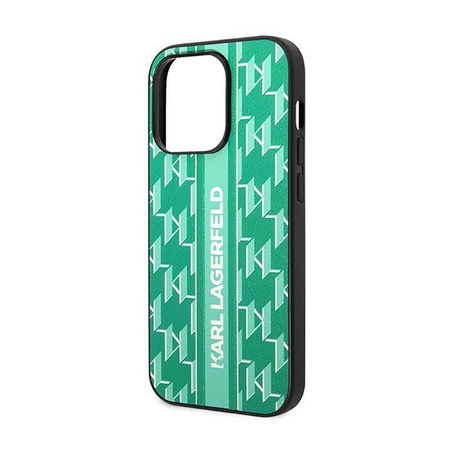 Karl Lagerfeld Monogram Stripe - Etui iPhone 14 Pro (zielony)