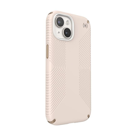 Speck Presidio2 Grip - Custodia per iPhone 16e / iPhone 15 / iPhone 14 / iPhone 13 (Osso sbiancato / Oro antico / Marrone nocciola)