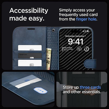 Spigen Wallet S Pro - Coque pour iPhone 15 Pro (Marine)
