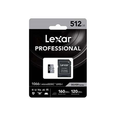 Lexar MicroSDXC - paměťová karta 512 GB Class 10 UHS-I U3 120/160 MB/s s adaptérem