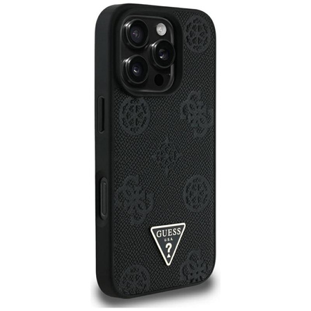 Guess Grained Hot Stamp Peony Triangle Logo MagSafe - pouzdro pro iPhone 16 Pro Max (černé)