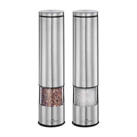 Küchenprofi Boston - Electric Salt and Pepper Mills with Ceramic Grinding Mechanism 23x5 cm Set of 2 (Silver)