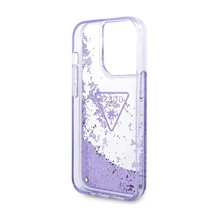 Guess Liquid Glitter Triangle Logo Case – Etui iPhone 14 Pro Max (fioletowy)