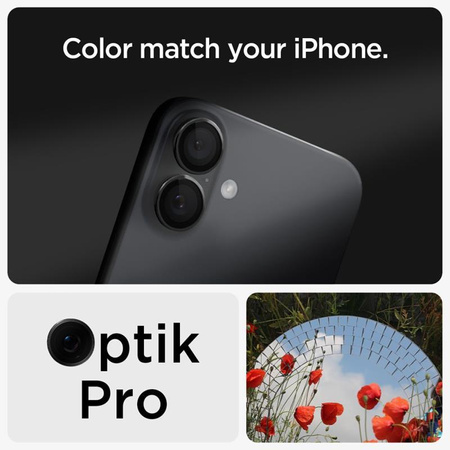 Spigen Optik Pro GLAS.TR EZ Fit Camera Protector 2-Pack - ochranné sklo objektivu pro iPhone 16 / 16 Plus (2 ks) (černá)