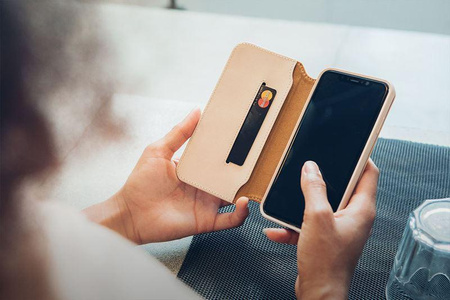 Moshi Overture - Coque pour iPhone Xs Max avec pochette pour cartes + stand up (Beige Savanna)