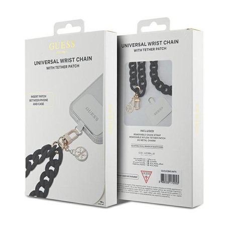 Guess Universal Big Hand Strap Acrylic 4G Charm - Universal-Handyschlaufe (Schwarz)