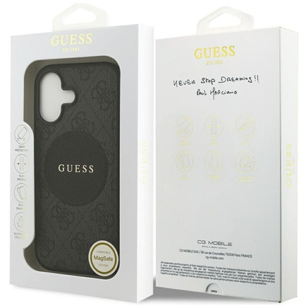 ETUI DO IPHONE 17 do MAGSAFE GUESS ORYGINALNE CZARNE SKÓRZANE MODNE CASE