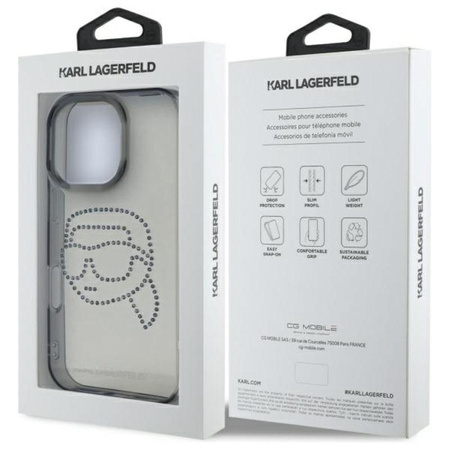 Karl Lagerfeld IML Rhinestones Karl Head - Case for iPhone 16 Pro Max (black)
