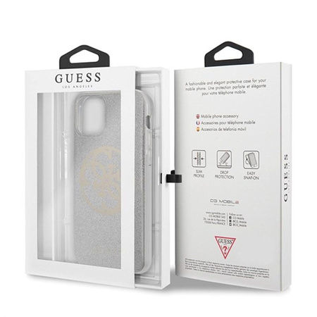 Guess Circle Glitter 4G - iPhone 11 Hülle (Hellgrau)