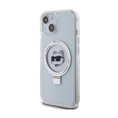 Karl Lagerfeld Ring Stand Choupette Head MagSafe - iPhone 15 Case (blanc)