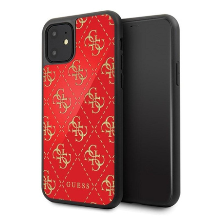Guess 4G Double Layer Glitter Case - Coque iPhone 11 (Rouge)