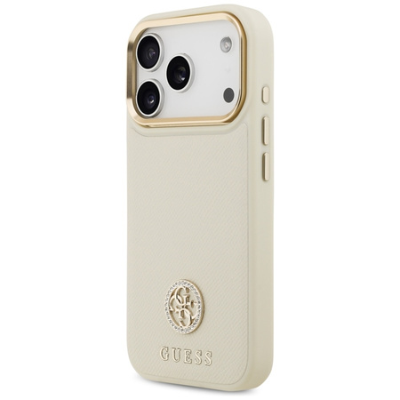 Guess Grained Strass Logo MagSafe - Hülle iPhone 17 Pro (beige)
