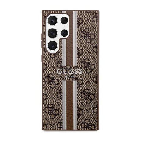 Guess 4G Printed Stripe - pouzdro pro Samsung Galaxy S23 Ultra (hnědé)