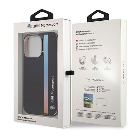 BMW Tricolor Stripe - iPhone 14 Pro Max Tasche (Schwarz)