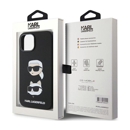 Karl Lagerfeld Silicone Karl & Choupette Heads - Coque iPhone 15 Plus (noir)