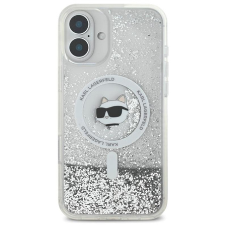 Karl Lagerfeld Liquid Glitter Choupette Head MagSafe - Hülle für iPhone 16 (transparent)