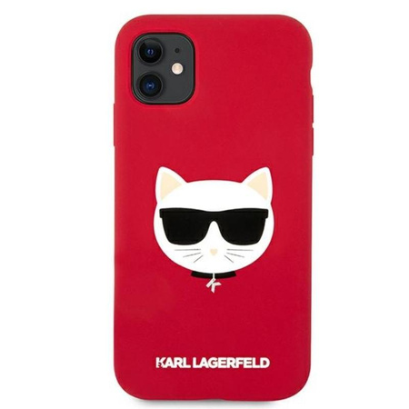 Karl Lagerfeld Choupette Head Silicone - pouzdro na iPhone 11 (červené)