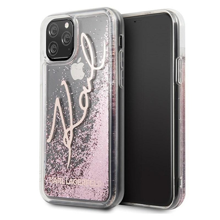 Karl Lagerfeld Signature Glitter Case - iPhone 11 Pro Max Case (Rose Gold)