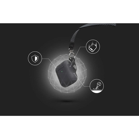 Moshi Pebbo - AirPods tok levehető csuklópánttal (Shadow Black)